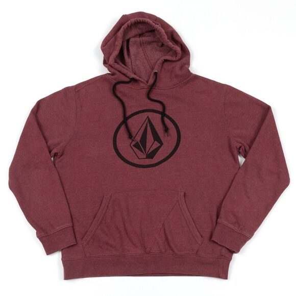 Volcom‎ Maroon Heather Blaqued Out Logo Hoodie Pullover Men's Size Medium - Picture 1 of 13